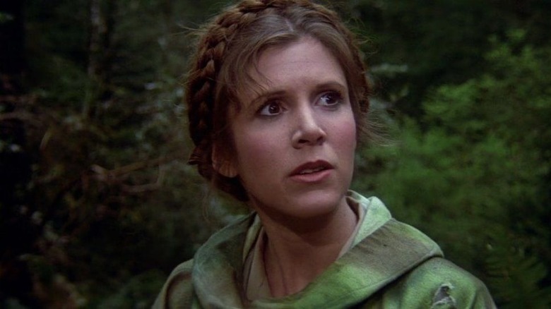 Carrie Fisher green jacket braids