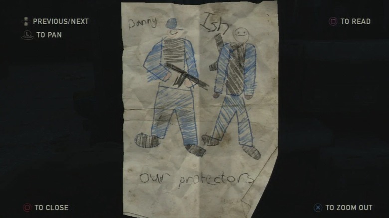 A collectible note in The Last of Us game