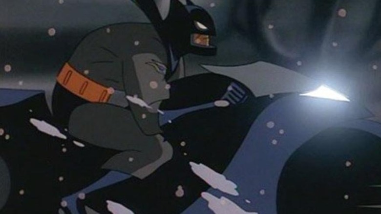 Batman riding in the snow