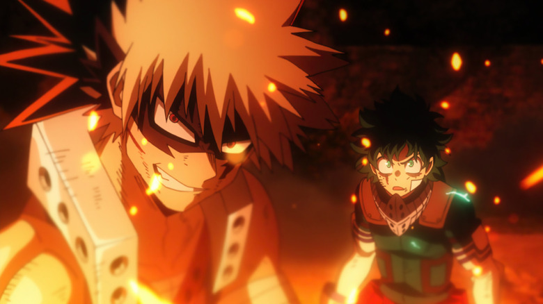 Bakugo and Midoriya in My Hero Academia: Heroes Rising