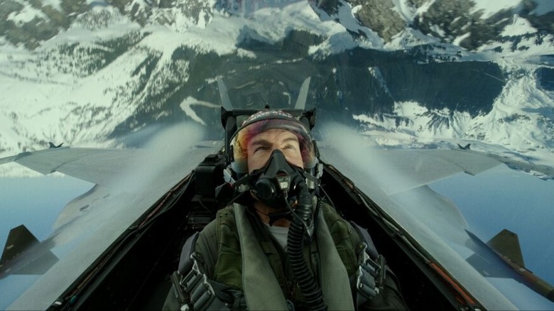 Maverick piloting a fighter jet