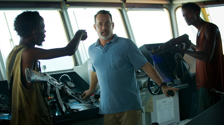 Captain Phillips confronts two Somali pirates