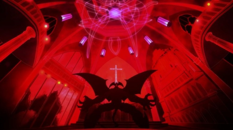 Devilman in blood-red church Devilman Crybaby