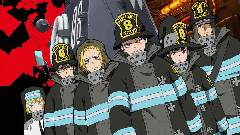 A group of fire soldiers dressed in firefighter gear