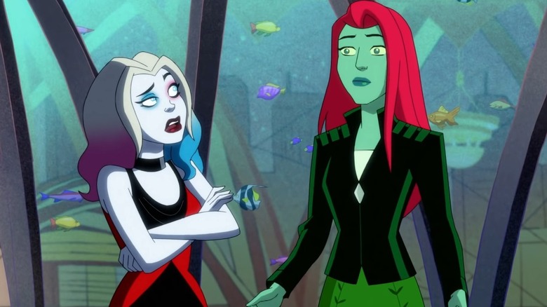 Harley and Ivy arguing in elevator