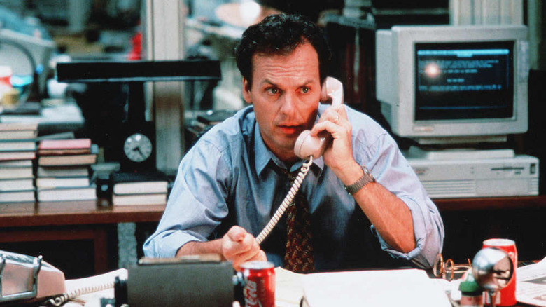 Michael Keaton on phone