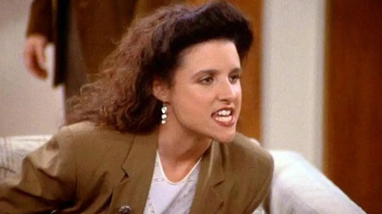 Louis-Dreyfus as Elaine yelling at someone in Seinfeld