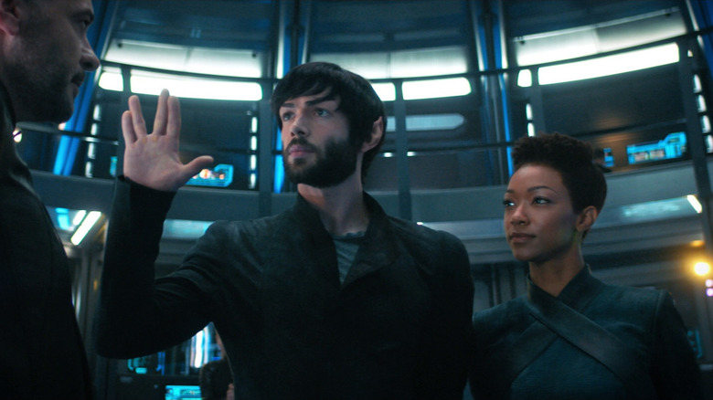 Ethan as Peck Spock and Sonequa Martin-Green as Burnham