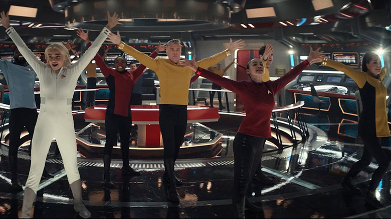 The Enterprise crew sing and dance