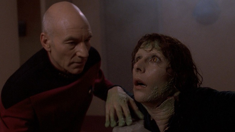 Picard confronts an amphibious Deanna Troi