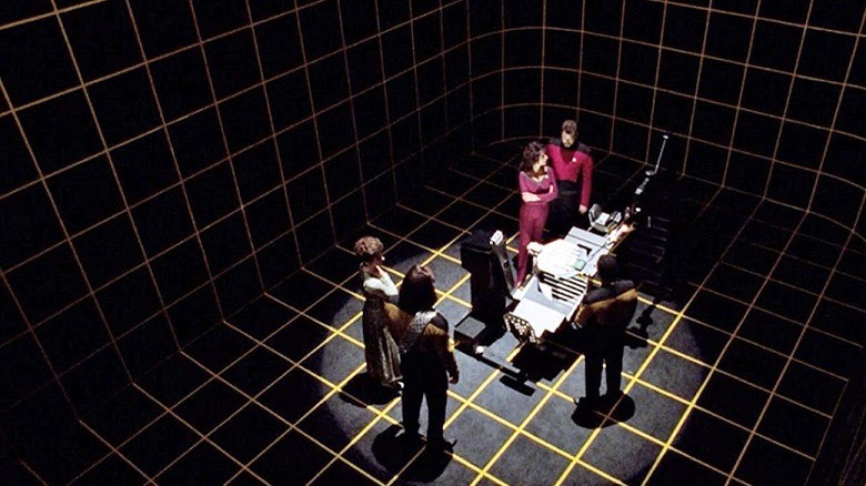 The crew of the enterprise on a holodeck 