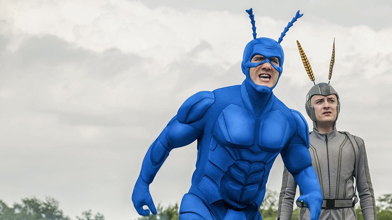 Peter Serafinowicz and Griffin Newman in "The Tick"