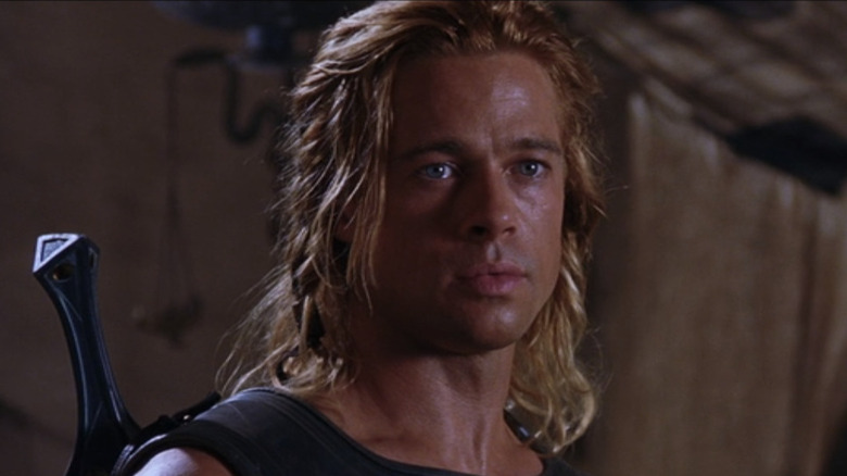 Achilles (Brad Pitt) looks somber in Troy