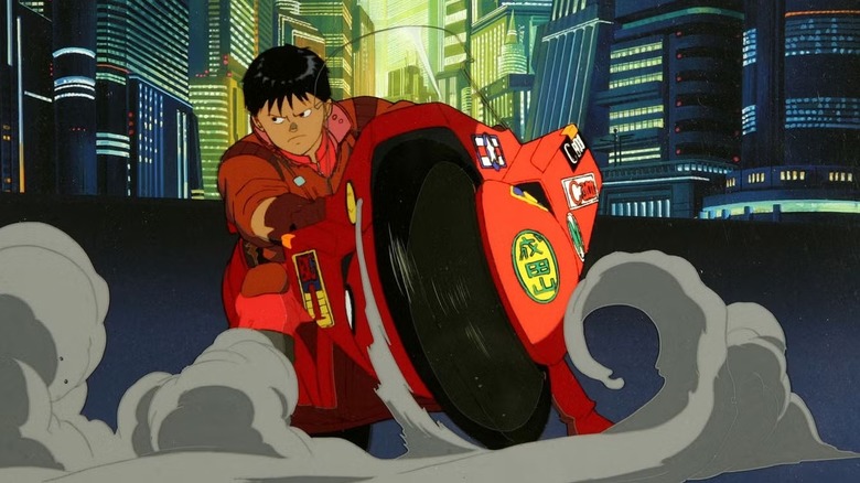 Kaneda turns in his motorcyle in Akira