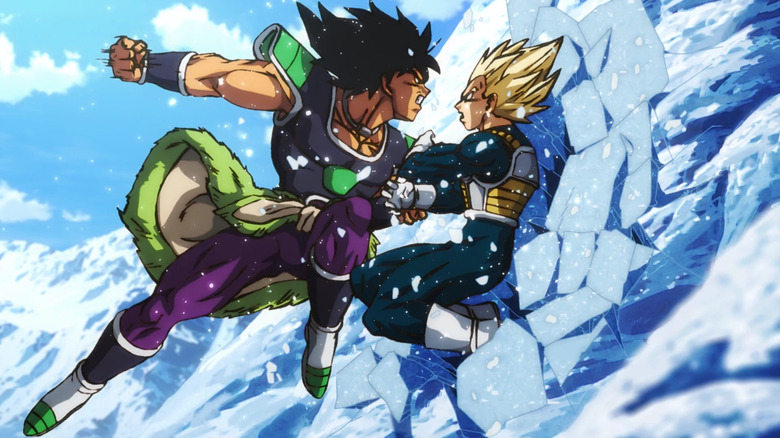 Broly smashes Vegeta into a glacier in Dragon Ball Super: Broly