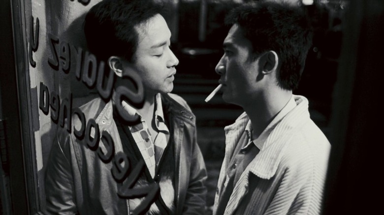 Leslie Cheung as Ho Po-Wing and Tony Leung Chiu-Wai as Lai Yiu-Fai in Happy Together