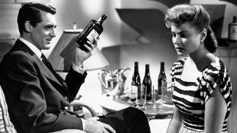 Cary Grant and Ingrid Bergman with bottles Notorious