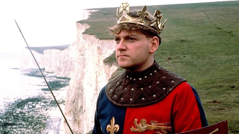 Kenneth Branagh as Henry V by cliffs in Henry V