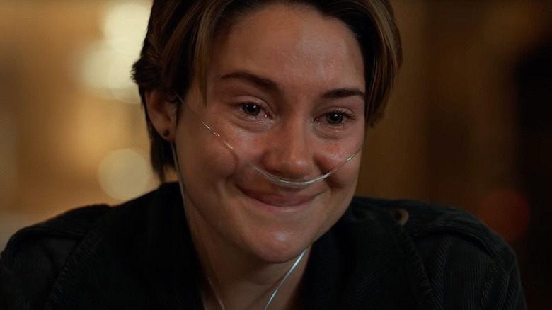 Shaileen Woodley as Hazel cries in The Fault in Our Stars.