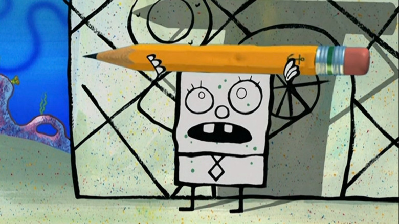 DoodleBob holding a pencil on SpongeBob SquarePants