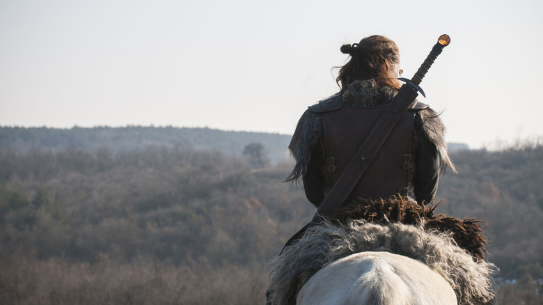 Alexander Dreymon as Uhtred on horseback in The Last Kingdom