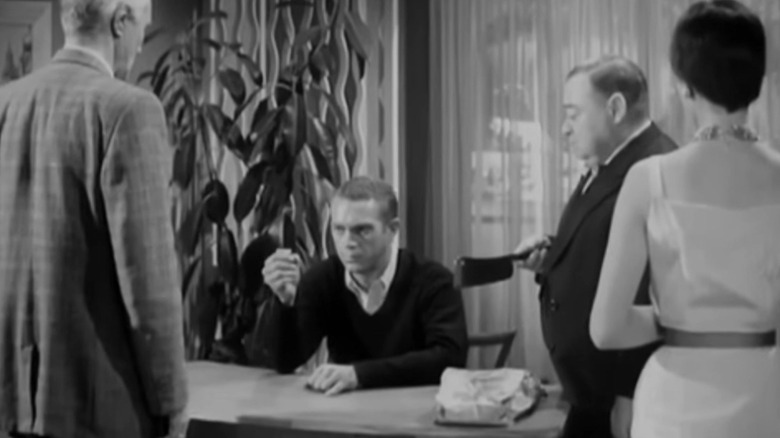 Steve McQueen as the Gambler, awaiting someone to cut off his thumb with a cleaver in Alfred Hitchcock Presents Man from the South