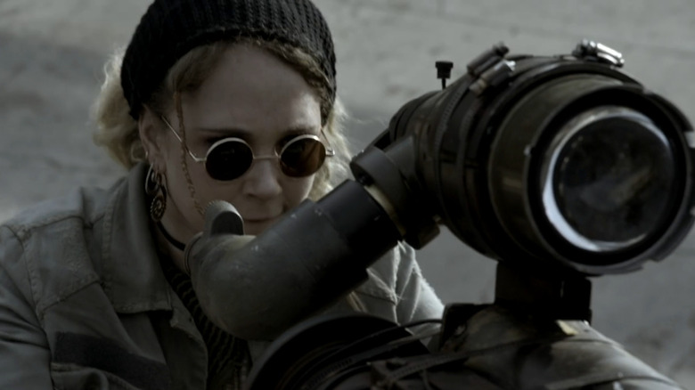 Juno Temple as Emily looking through telescope in the Electric Dreams episode Autofac