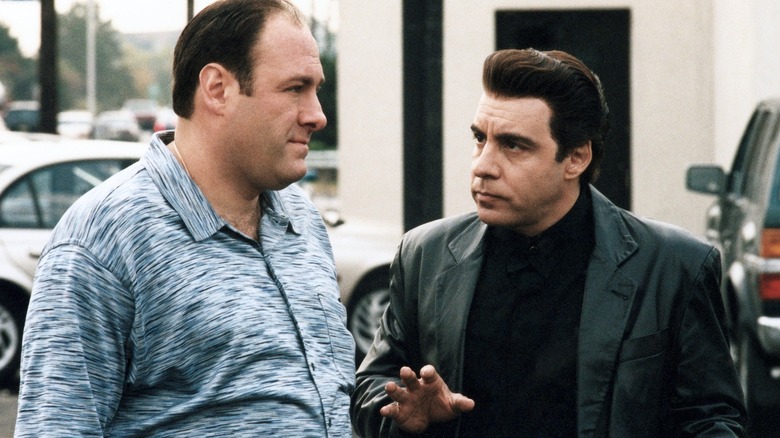 James Gandolfini's Tony Soprano listening to Steven Van Zandt's Silvio Dante in The Sopranos