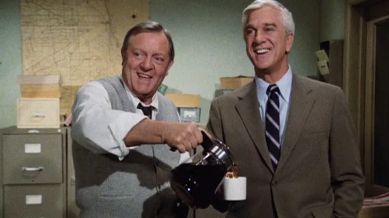 Hocken pouring Drebin's coffee on Police Squad!