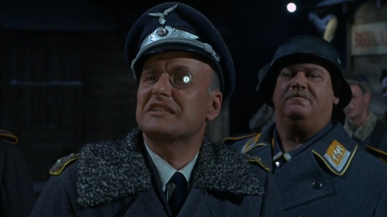 Colonel Klink looking up on Hogan's Heroes