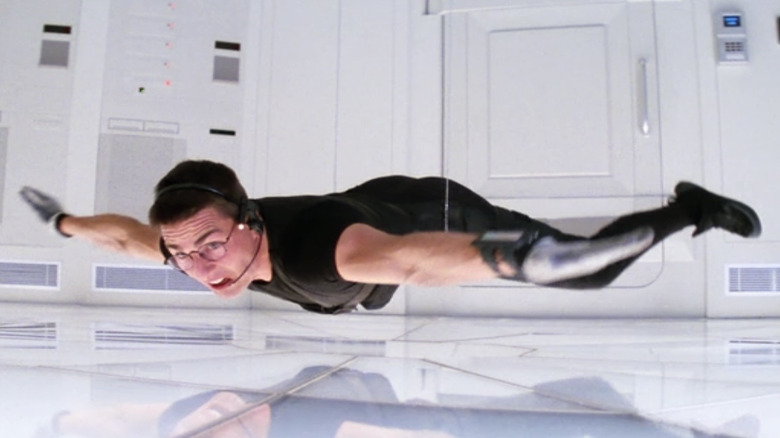 Tom Cruise catching himself inches from the floor