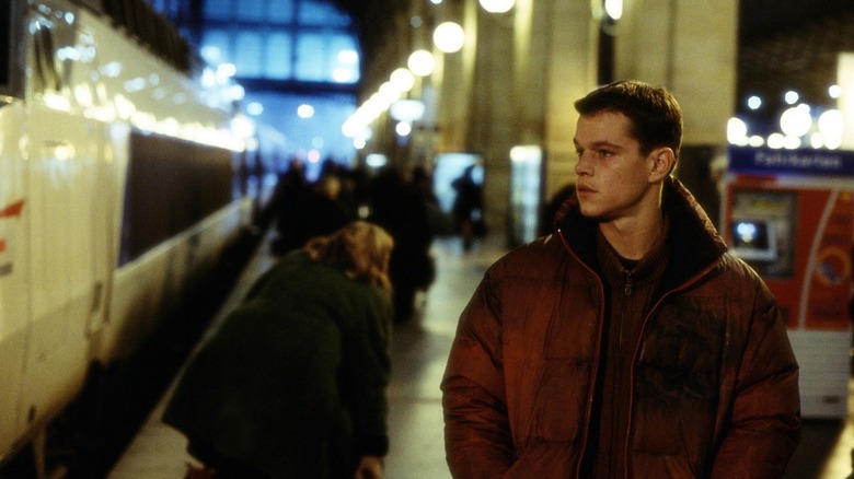 Matt Damon in a train station