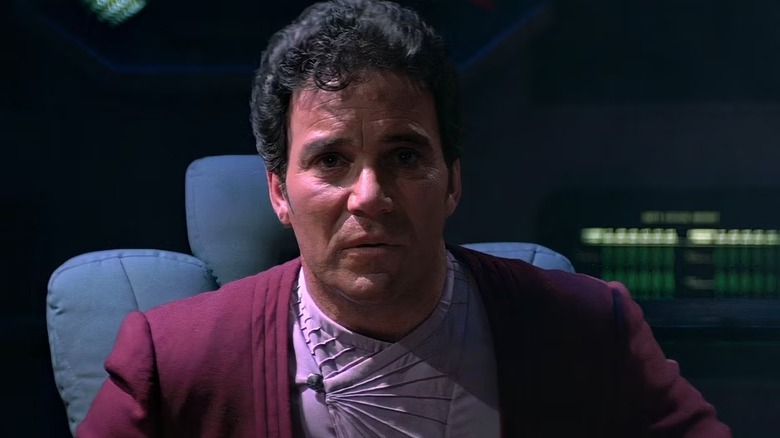 Kirk (William Shatner) overhears his son die while sitting in the dark in Star Trek III: The Search for Spock