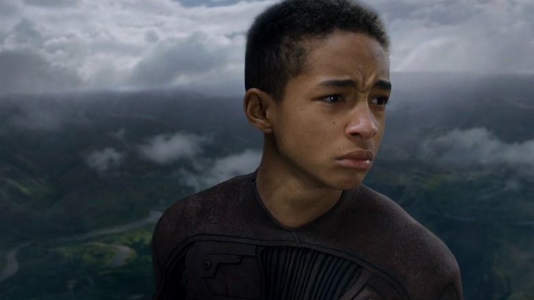 Jaden Smith crying on a mountaintop in After Earth