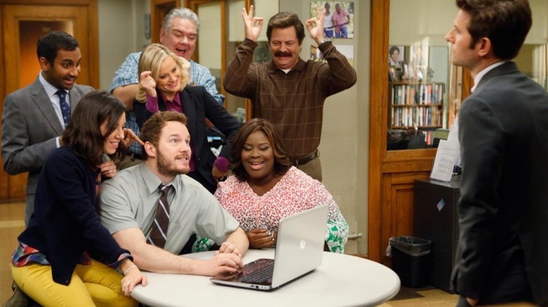 Parks and Recreation laptop smile