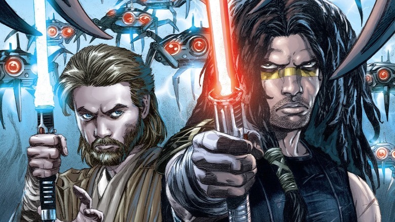 Quinlan Vos and Kenobi with lightsabers