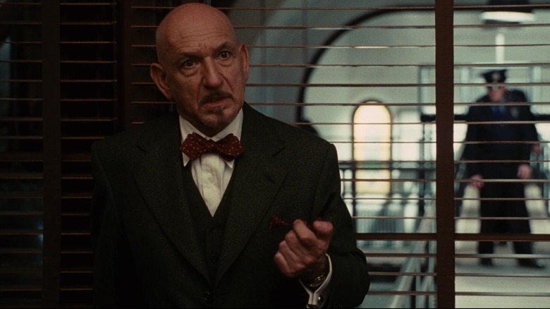 Ben Kingsley as Dr. Cawley in his office talking to Teddy in Shutter Island