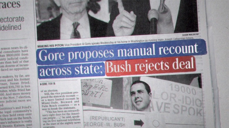 Newspaper headline: Gore proposes manual recount across state; bush rejects deal