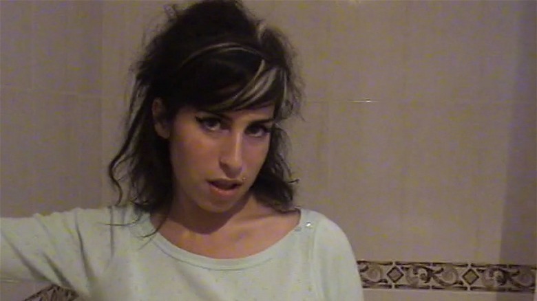 Amy Winehouse looks into the camera home video