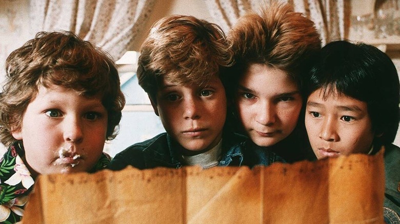 The Goonies looking at map