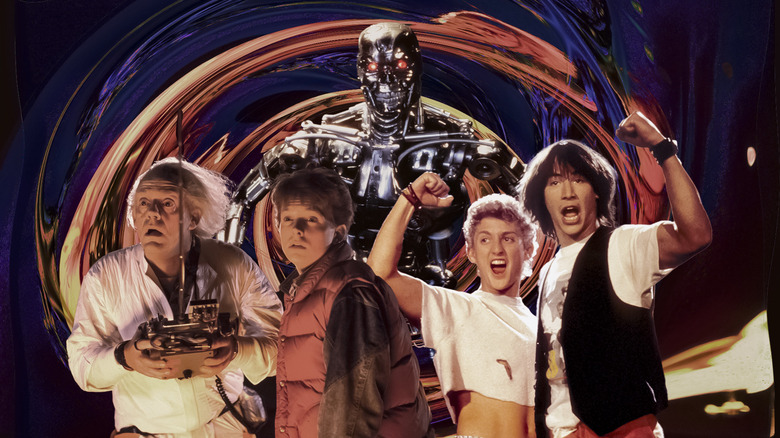 Doc Brown and Marty McFly looking surprised, The Terminator, Bill and Ted celebrating