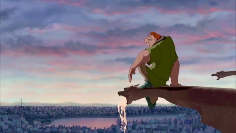 Quasimodo sits on ledge in "The Hunchback of Notre Dame"