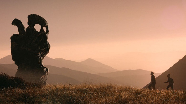 Aaron and Justin wander through an alien looking landscape