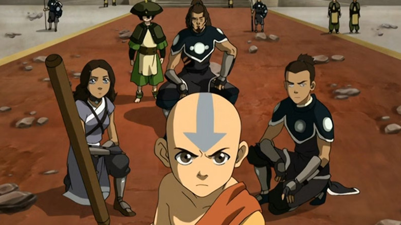 Aang, Sokka, Katara, Toph, and Hakoda planning during the Day of Black Sun on Avatar: The Last Airbender