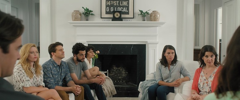 THE INTERVENTION, from left: Natasha Lyonne, Jason Ritter, Ben Schwartz, Alia Shawkat, Clea DuVall, Melanie Lynskey, 2016. ph: Polly Morgan