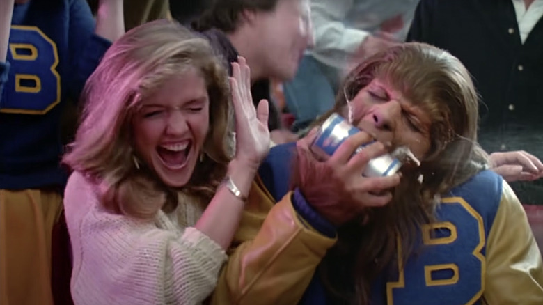 Michael J. Fox bites beer can Teen Wolf