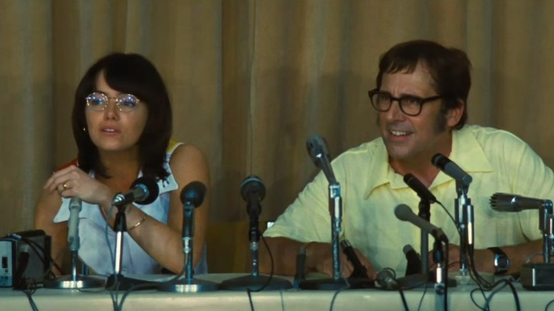 Emma Stone and Steve Carrell at press conference