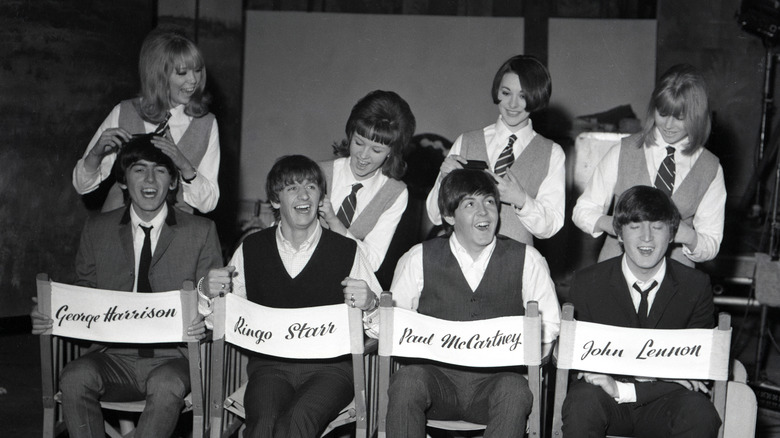 The Beatles behind the scenes on "A Hard Day's Night."