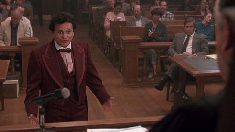 Vinny Gambini and a burgundy vintage tuxedo in 'My Cousin Vinny'