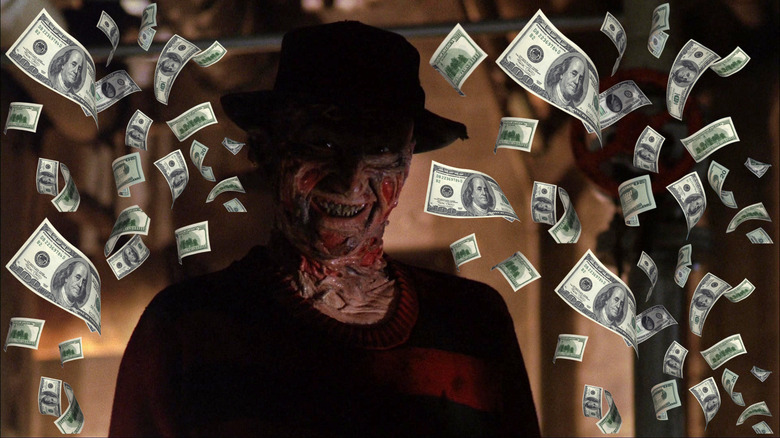 Money falling around Freddy Krueger in A Nightmare on Elm Street